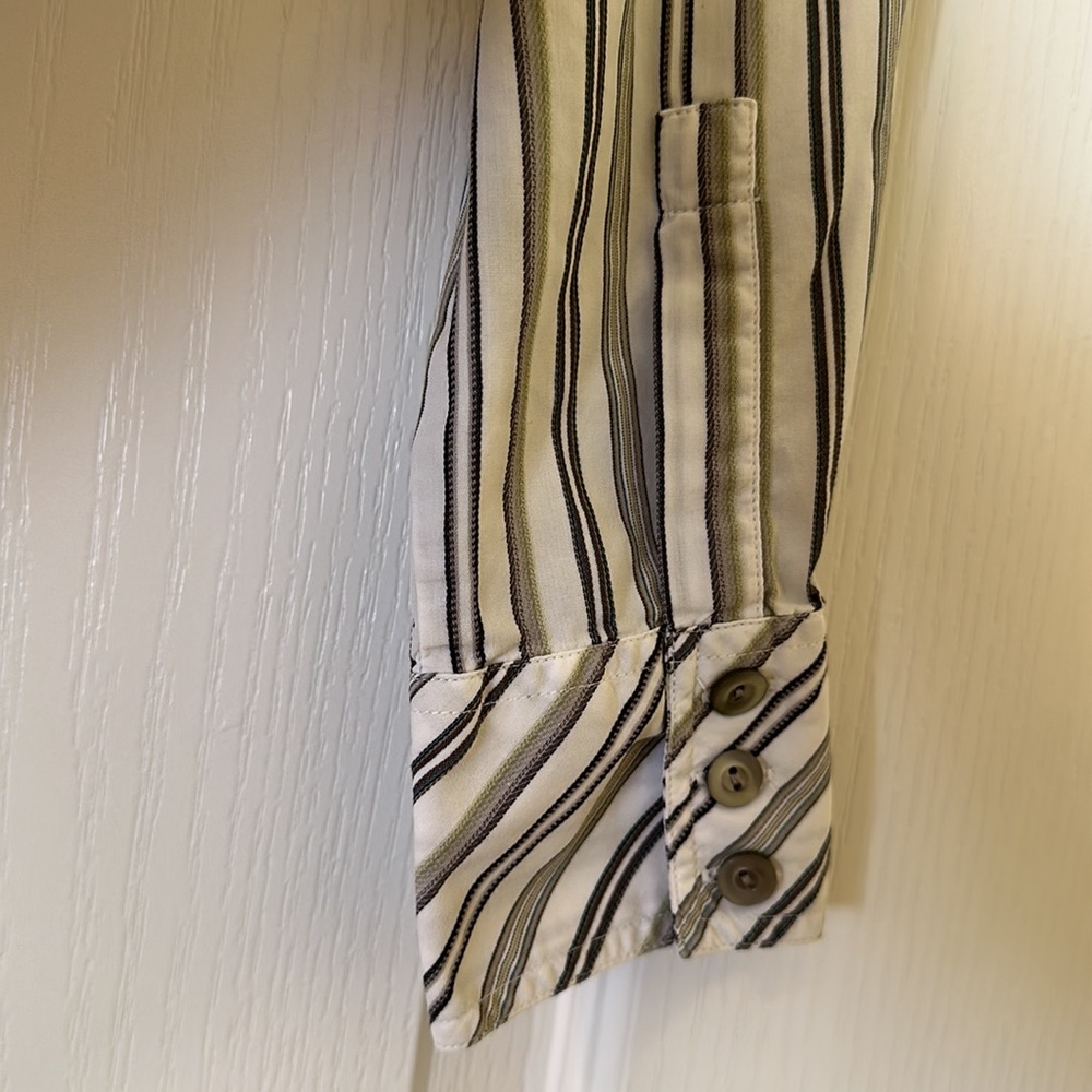 Pendleton Button Up Green White Striped Long Slee… - image 7